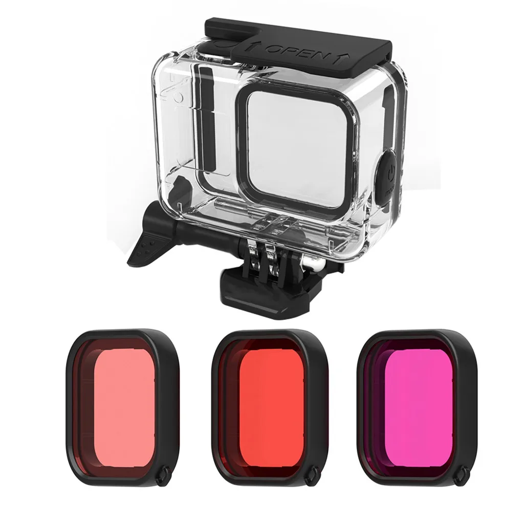 Протектор для Gopro набор аксессуаров для спортивной экшн-камеры Go Pro 8 черный спортивный Камера 4-в-1 Водонепроницаемый Корпус корпус для дайвинга на глубину до 60 м+ Filte