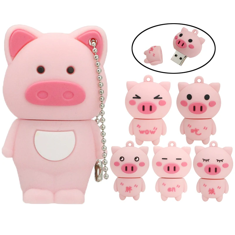 USB 2 0 Милая мультяшная маленькая розовая свинка Usb флеш-накопитель 4 ГБ 16 32 64 Гб 256
