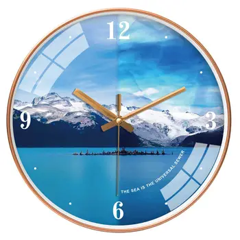 

Sea Mountain Wall Clock Individual Design Living Room Decoration Quartz Wall Clock Landscape Wall Watch Mute For Bedroom G102