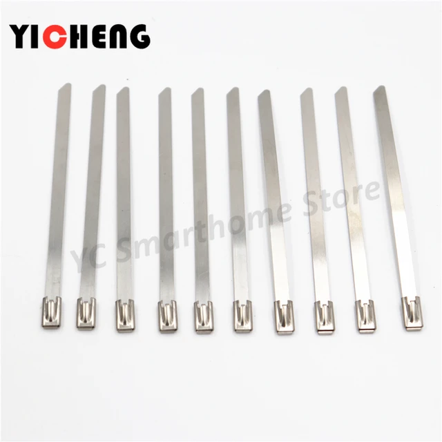 10Pcs stahl kabelbinder 4,6 MM self-locking kabelbinder metall