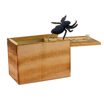 

April Fool's Day gift Wooden Prank Trick Practical Joke Home Office Scare Toy Box Gag Spider Mouse Kids Funny Gift