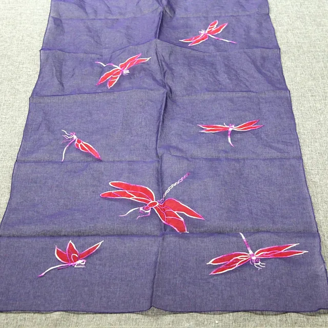 Nagykereskedelem 5 db,#0511 100% Selyem Organza Sál Zsebkendő, Szín: Lila-Kék, Méret: 52*170 Cm - Image 3