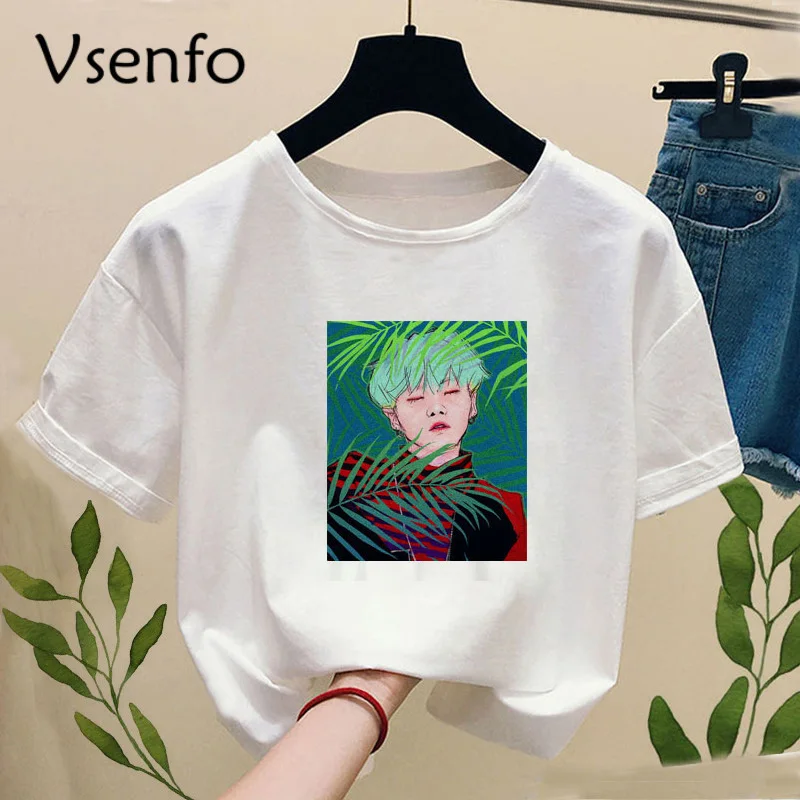 Funny Agust D Fanart Art Print T-Shirt Harajuku Tshirts Female AgustD T-shirt Summer Funny Graphic Tees Women's Tops