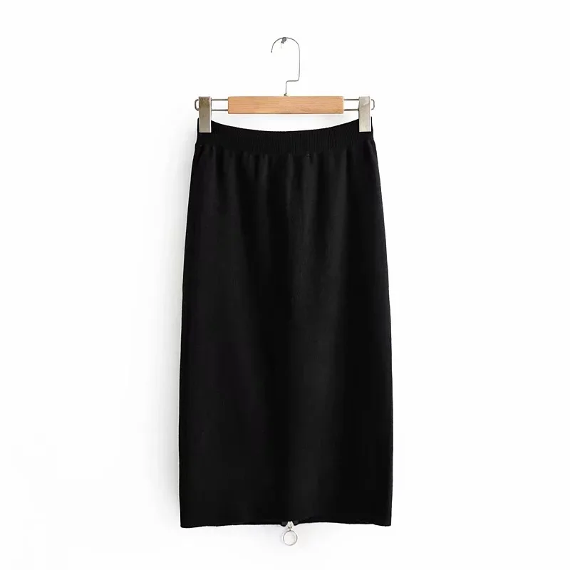 

5307-j6156 WOMEN'S Dress New Products Zip Detail High Waist Skirt