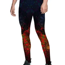 Барокко Искусство ретро брюки мужские леггинсы влагоотводящие повседневное использование Высокая талия спортивная одежда девять брюки футбол Атлетическая металлик