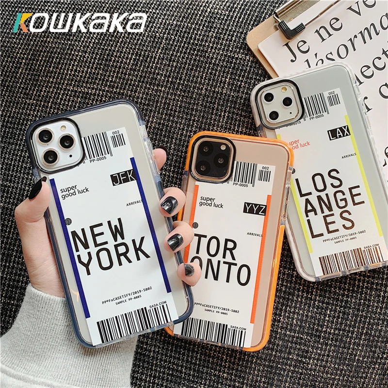 Чехол для телефона Kowkaka INS светильник билетный самолет для iPhone 11 Pro XS MAX XR X 8 7 6S 6plus прозрачный мягкий чехол из ТПУ