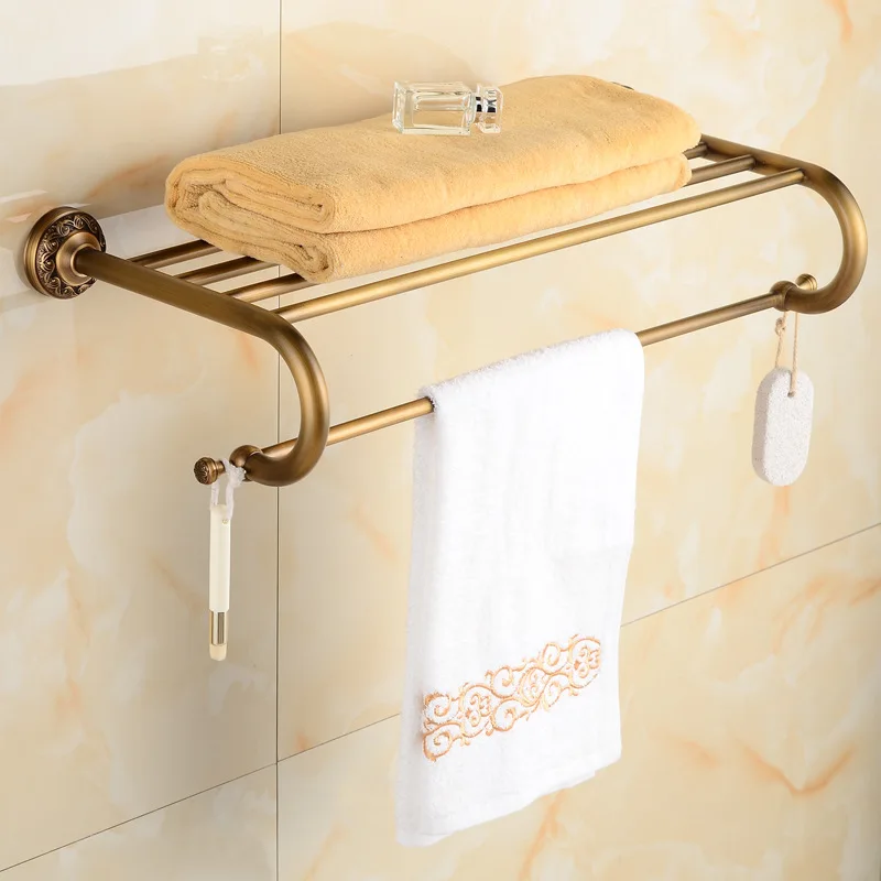 Retro Bathroom Accessories Set Wall Mount Antique Bath Towel Shelf Brass Rope Hook Copper Toothbrush Holder Brass Roll Paper Box
