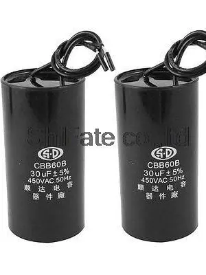 

Цилиндр переменного тока 450 в 6 мкФ 14 мкФ 16 мкФ 30 мкФ 2 проводной Конденсатор двигателя CBB60B черный 2 шт.