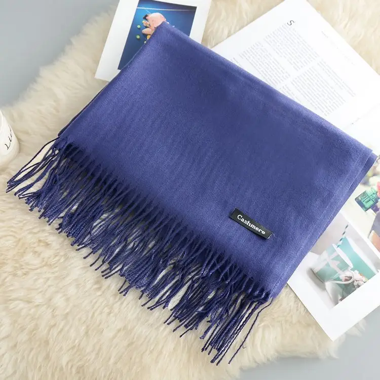 Navy Scarf Кашемировый женский шарф новая теплая шаль Foulard Femme пашмины платок Шерстяной палантин голова шеи длинные зимние шарфы для женщин - Цвет: Navy Scarf