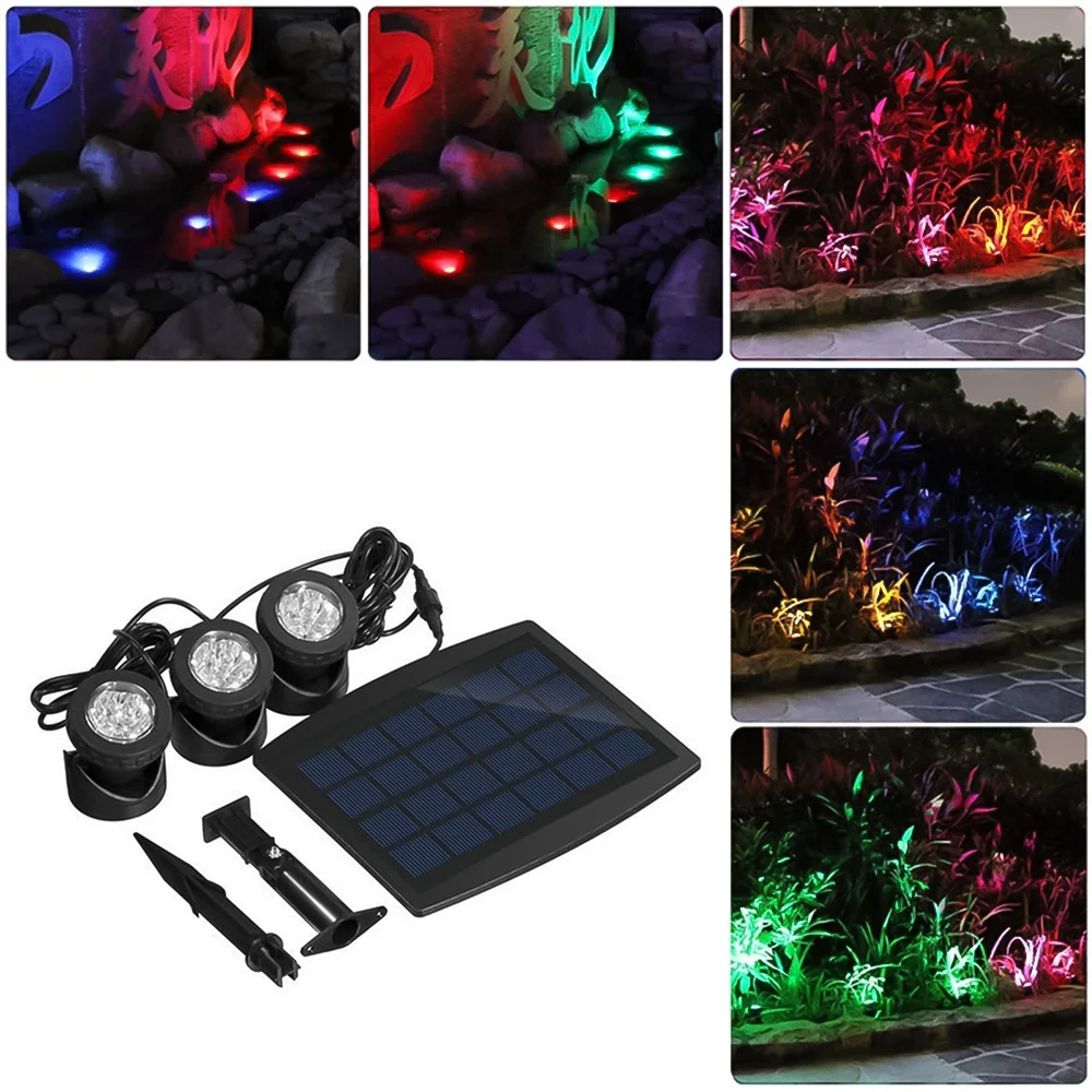 3 шт. светодиодный подводный водонепроницаемый IP68 RGB Точечный светильник на солнечной энергии подводная лодка проектор свет для сада пруд Бассейн Танк украшение