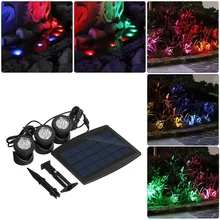 3 шт. светодиодный подводный водонепроницаемый IP68 RGB Точечный светильник на солнечной энергии подводная лодка проектор свет для сада пруд Бассейн Танк украшение