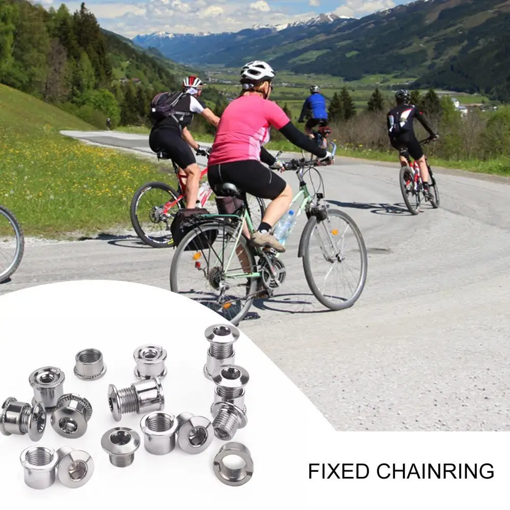 Silver 2Pcs Compact Crank Chainwheel Sprocket Screws Steel Crankset Universal for Bicycles |