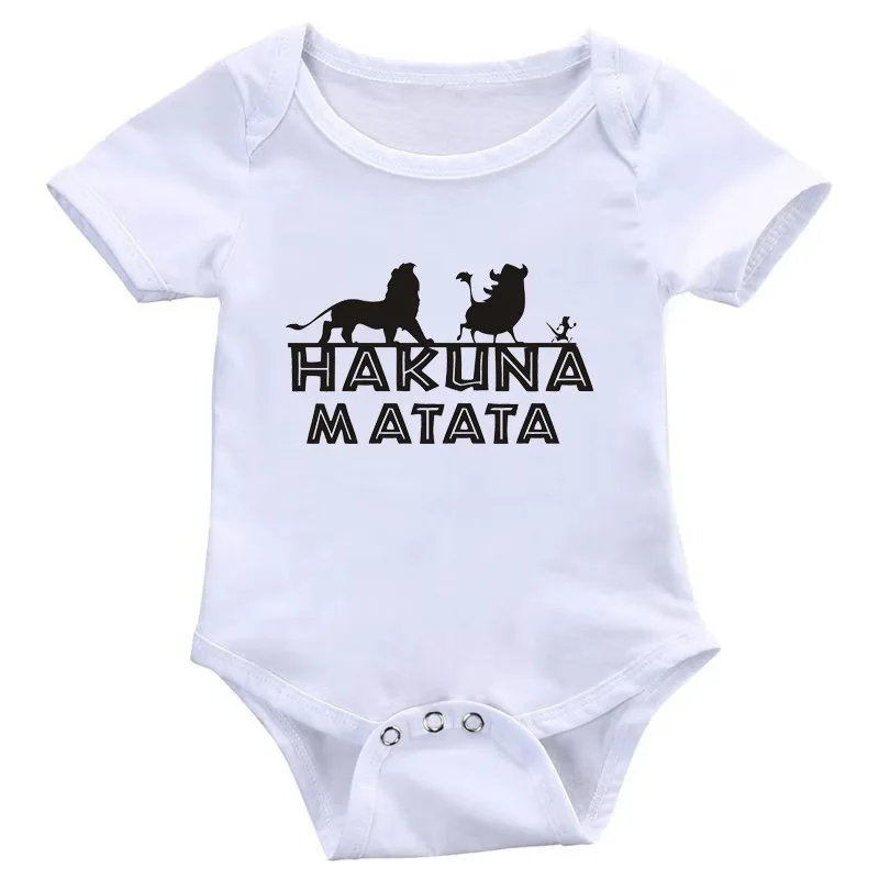 

HAKUNA MATATA Letter Animal Print Short Sleeve Harajuku Baby Triangle Climbing Suit Summer Leisure Bodysuit