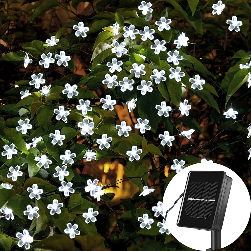 ar livre pátio 100 sakura flores lampa solarna iluminação