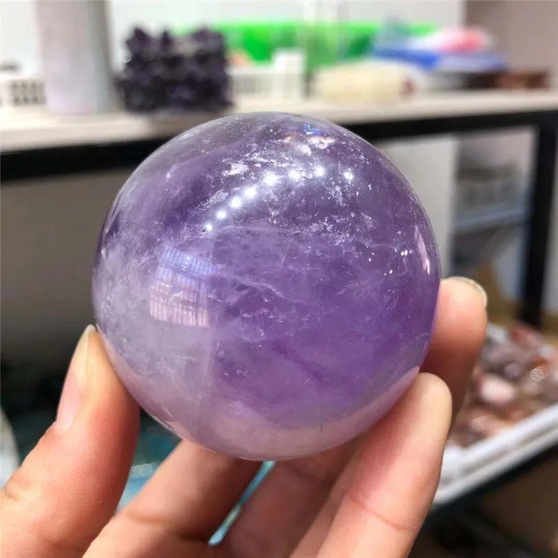 Bola de Cristal Esfera de Cristal Ametista, Bola de Pedra Raro Power Roxo  para Crystal Healing, Meditação, Scrying, Feng Shui, feitos à mão (60mm)