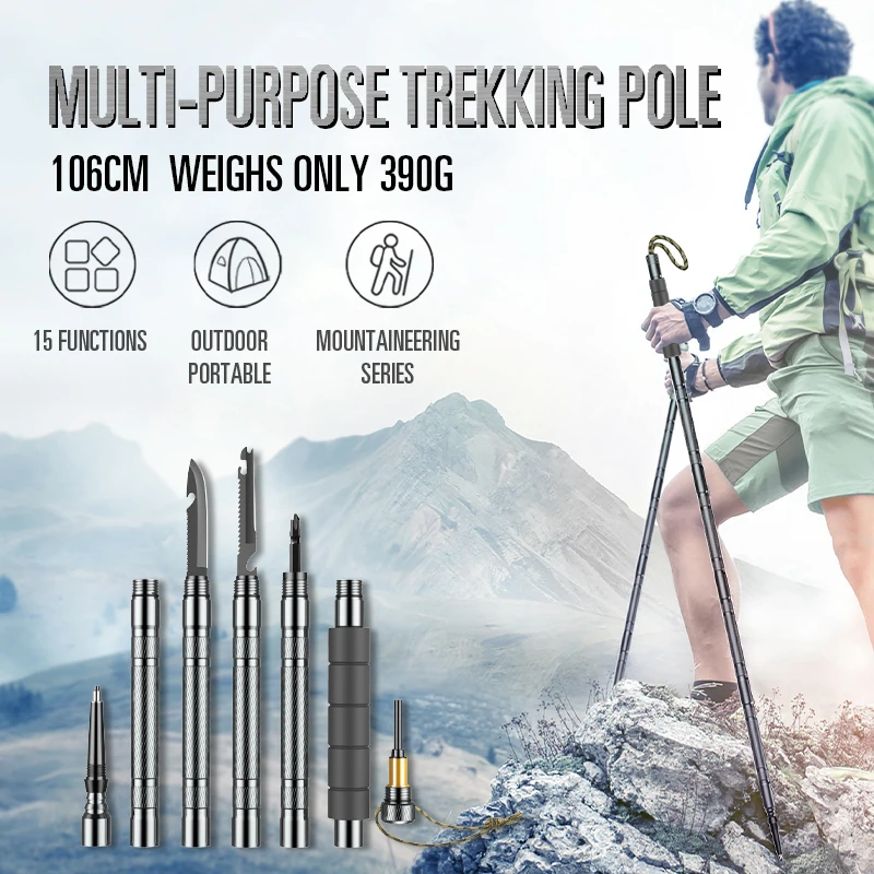 

Trekking Pole Outdoor defense Tactical stick Alpenstock Hiking Camping Equipment Multifunctional folding tools Walking Sticks