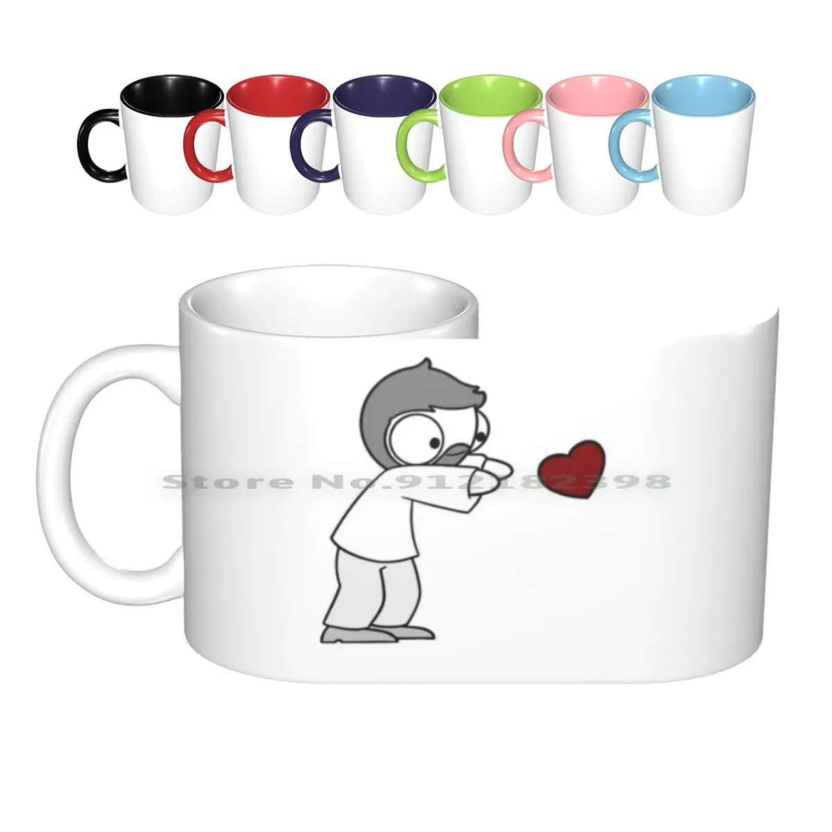 John Hearts Tazze In Ceramica Tazze Da Caffè Tazza Da Tè Al Latte John Hearts Love Catana Comics Rapporto Carino Rosso Tendenza Creativa