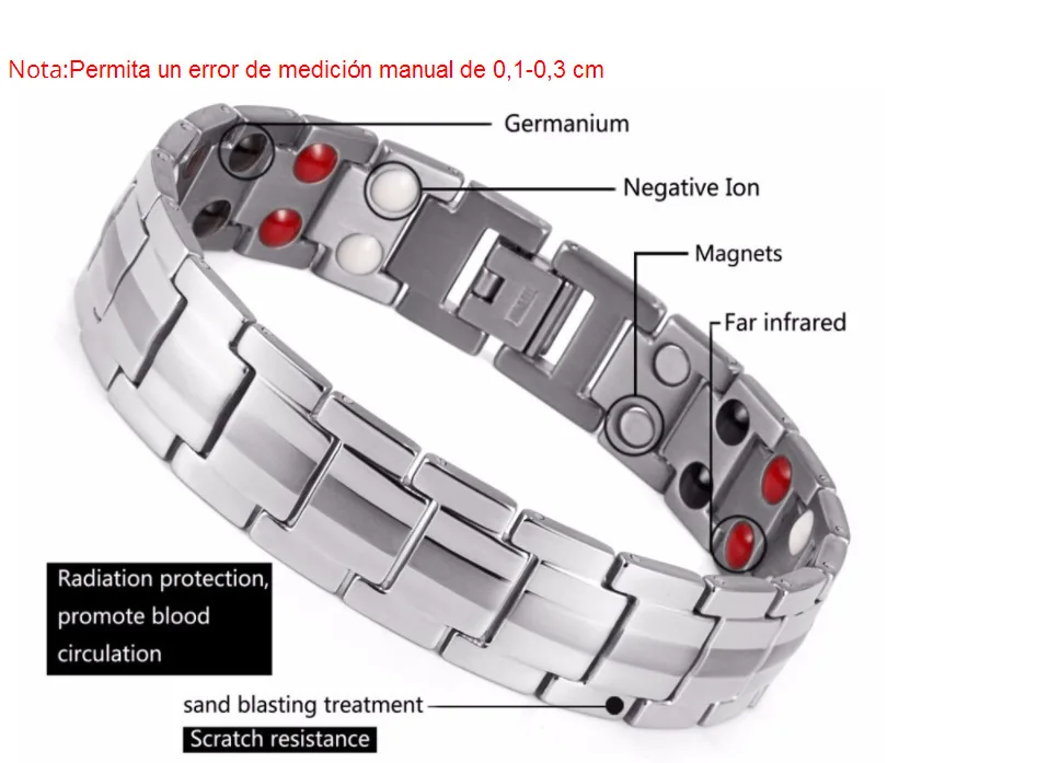 Здоровье магнитотерапия браслет для мужчин ювелирные изделия черный 316L нержавеющая сталь 4 браслеты из элементов и браслеты