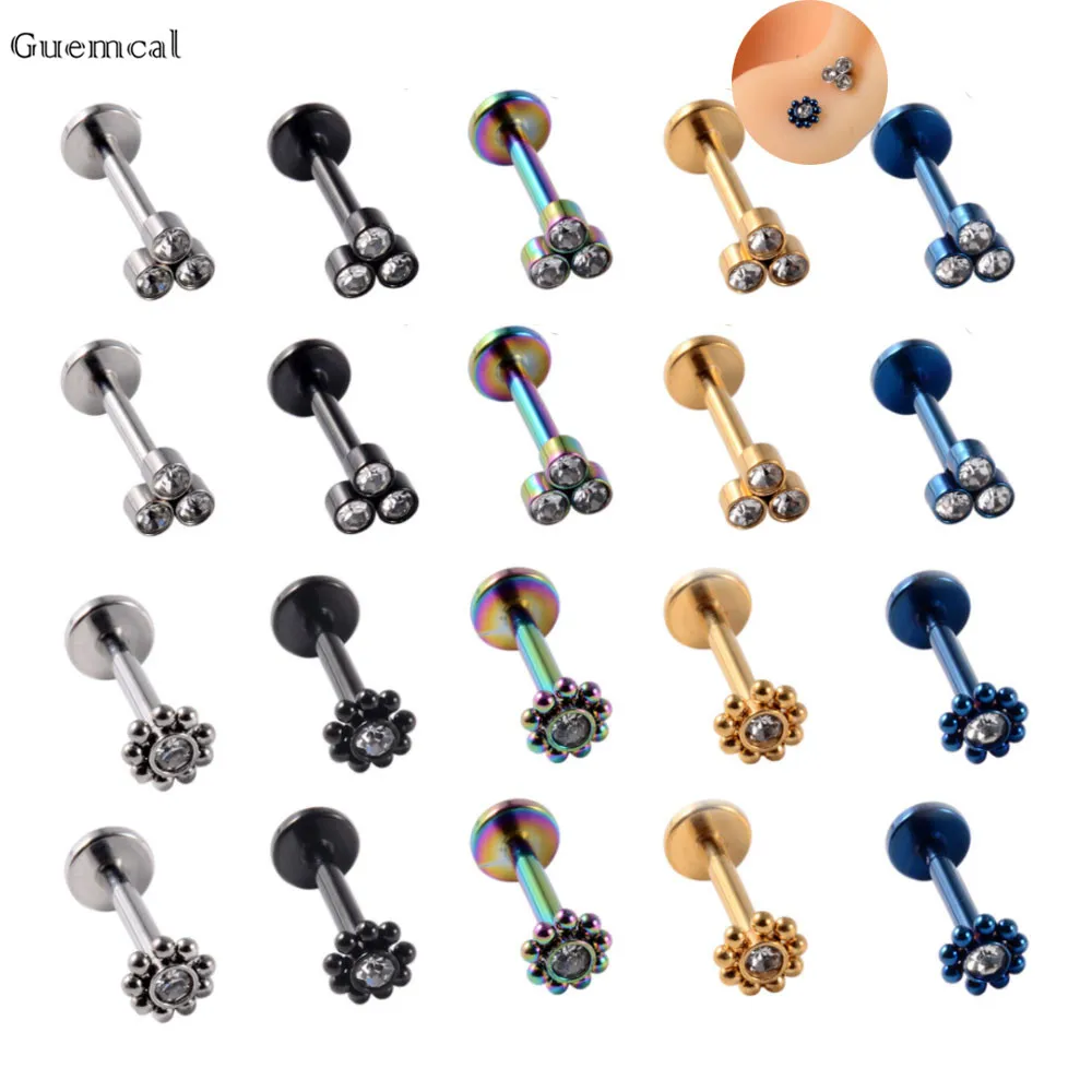 

Guemcal 2pcs Explosive Multicolor Flower T-shaped Straight Stud Earrings, Exquisite Piercing Jewelry