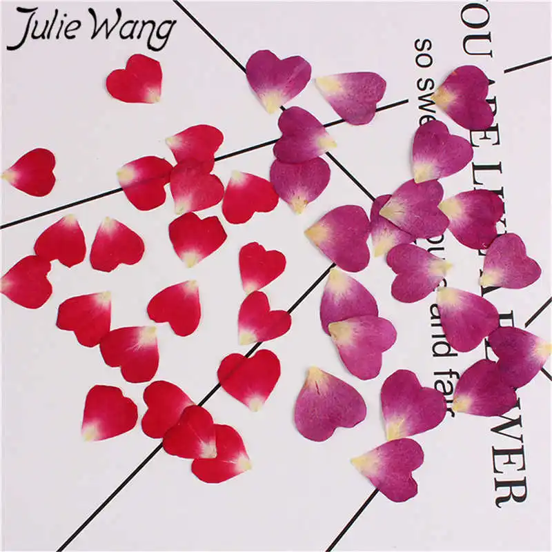 Julie Wang 20 шт. Натуральные Сушеные розы цветы в форме сердца образцы растений