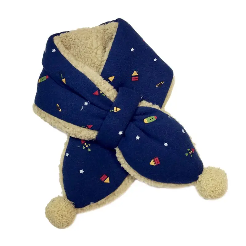 Осенне-зимний детский утепленный шарф из овечьей шерсти, вельветовый флисовый милый детский шарф для мальчиков и девочек, шали для шеи, теплый шарф с кольцом - Цвет: 4