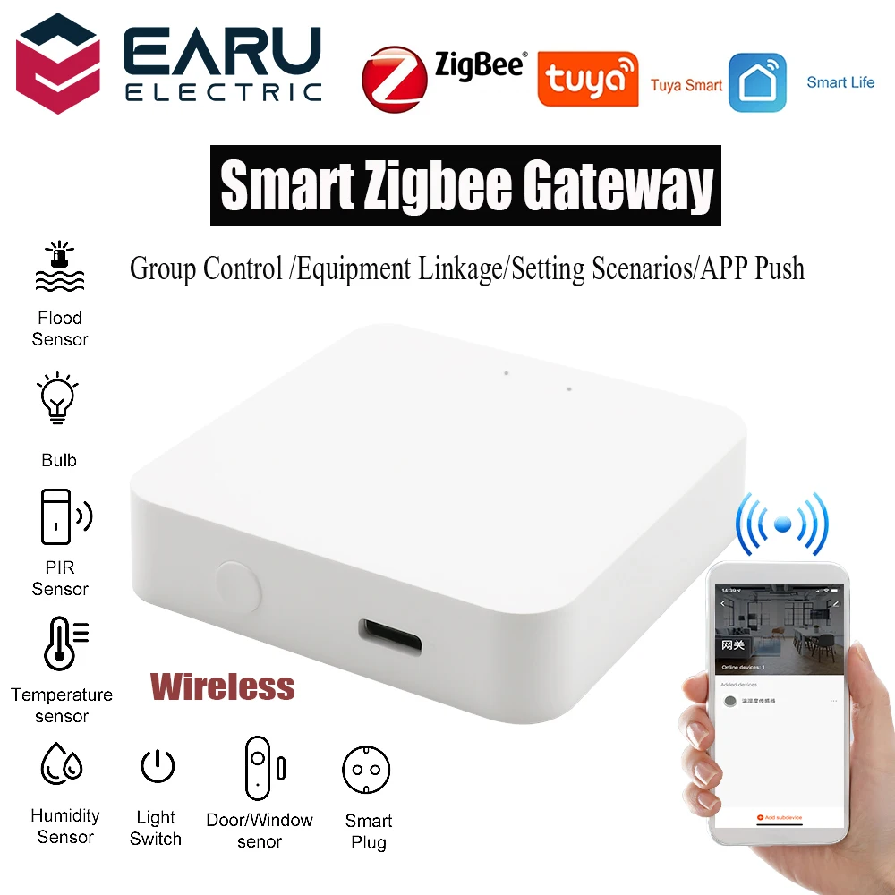 

Tuya Wireless Zigbee Bridge Smart Home Zigbee Gateway Hub Remote Control Zigbee Devices Smart Life APP for Alexa Google Home