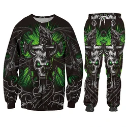 Ensemble de pull à capuche pour homme, motif squelette de Dragon, tête de mort, imprimé en 3D, vêtements de sport, survêtement à manches longues, collection automne hiver 