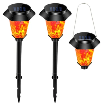 

4PCS Waterproof Outdoor Lighting Courtyard Lamp Solar Lamp Lawn Lamp Flashing Simulation Flame Lamp