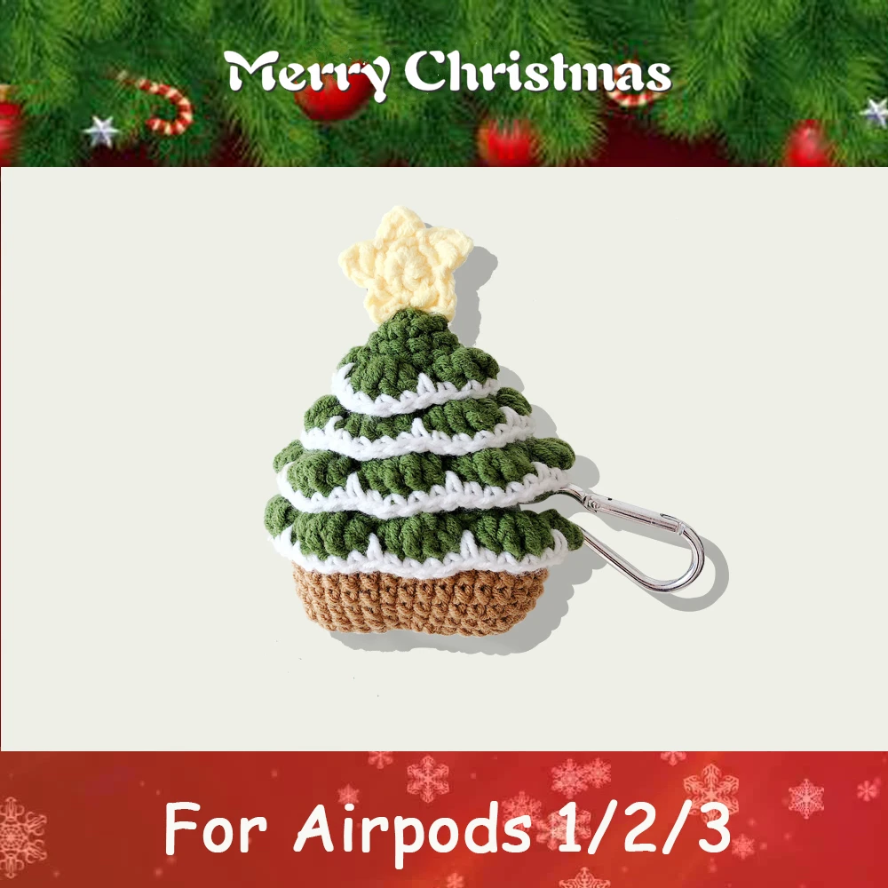 

Cute Cartoon Christmas Tree Earphone Cases For Apple AirPods case Pro 1 2 3 Knitting Bluetooth Wireless Protective Cover Purse