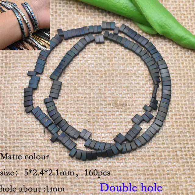 New Two Holes natural stone beads hematite black mineral beads accessories square spacer beads for jewelry making DIY Bracelets T019 5x2mm