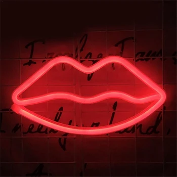 

Decorative light neon lip sign LED night lights bedroom decoration birthday wedding party house wall decor valentines day gift