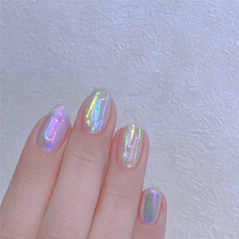 Nail Stickers Nail Art Decoration Nail Decals 100cm/bottle Aurora Nails Glass Foil Film Sticker Cellophane Paper Korean Nail Trend Design Ice Cube Manicure DIY Decoration