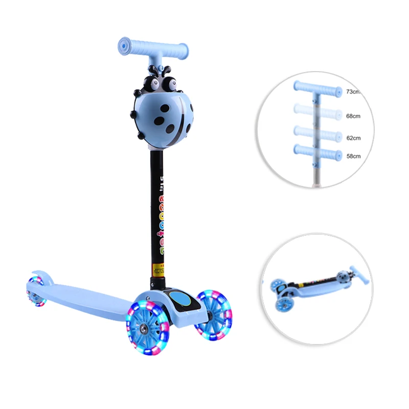 Patinete de pie con luz LED para niños, patín ajustable de 3 ruedas, patín de ciudad, regalos para niños, Juguetes