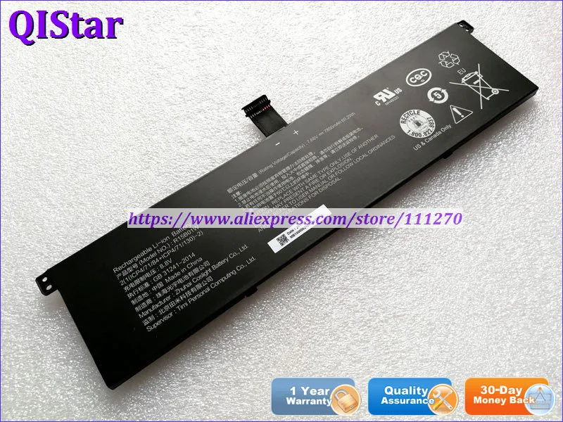 QISTAR 7,6 V 7900mAh подлинный R15B01W Аккумулятор для ноутбука Xiaomi Mi ноутбук Pro i5 ноутбук компьютер