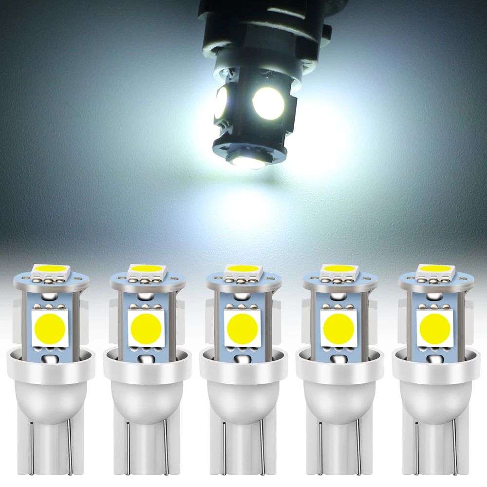 5X Led W5W T10 Светодиодная лампа 5050 SMD Автомобильная Лампа с клиновидным цоколем для