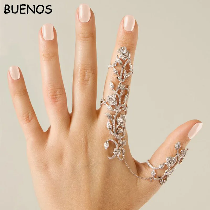 

BUENOS New Fashion Personality hollow-out joint rose adjustable finger ring
