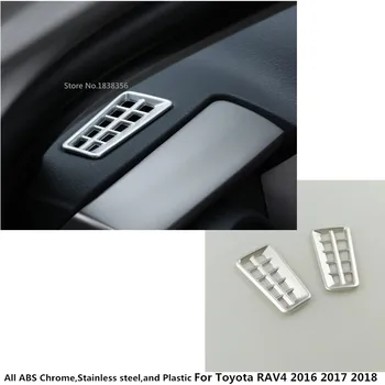 

Car styling garnish cover frame trim ABS chrome front Air conditioning Outlet Vent panel 2pcs For Toyota New RAV4 2016 2017 2018