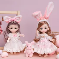 New 16 cm BJD Mini FASHION Toy DOLL With Clothes MINIATUR Kids Dolls Girls Baby Beautiful Dress Up 1/12 Birthday Gifts 3D Eyes 1
