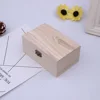 Plain Wood Wooden Square Hinged Storage Boxes Craft Gift Box Simple Storage Container Dust-Proof With Lock Jewelry Box Case - Image 3