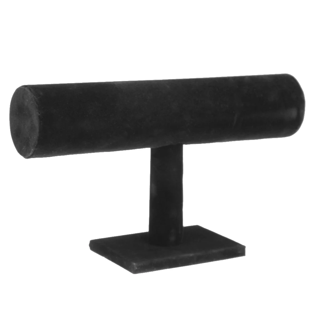 Wood Velvet Jewelry Hard Display Stand Holder Bracelet Chain Bangle Watch Jewelry Organizer T-Bar Rack