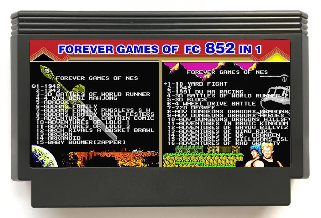 FOREVER DUO GAMES OF NES 852 in 1 (405+447) Game Cartridge for NES Console, tota FOREVER DUO GAMES OF NES 852 in 1 (405+447) Game Cartridge for NES Console, tota