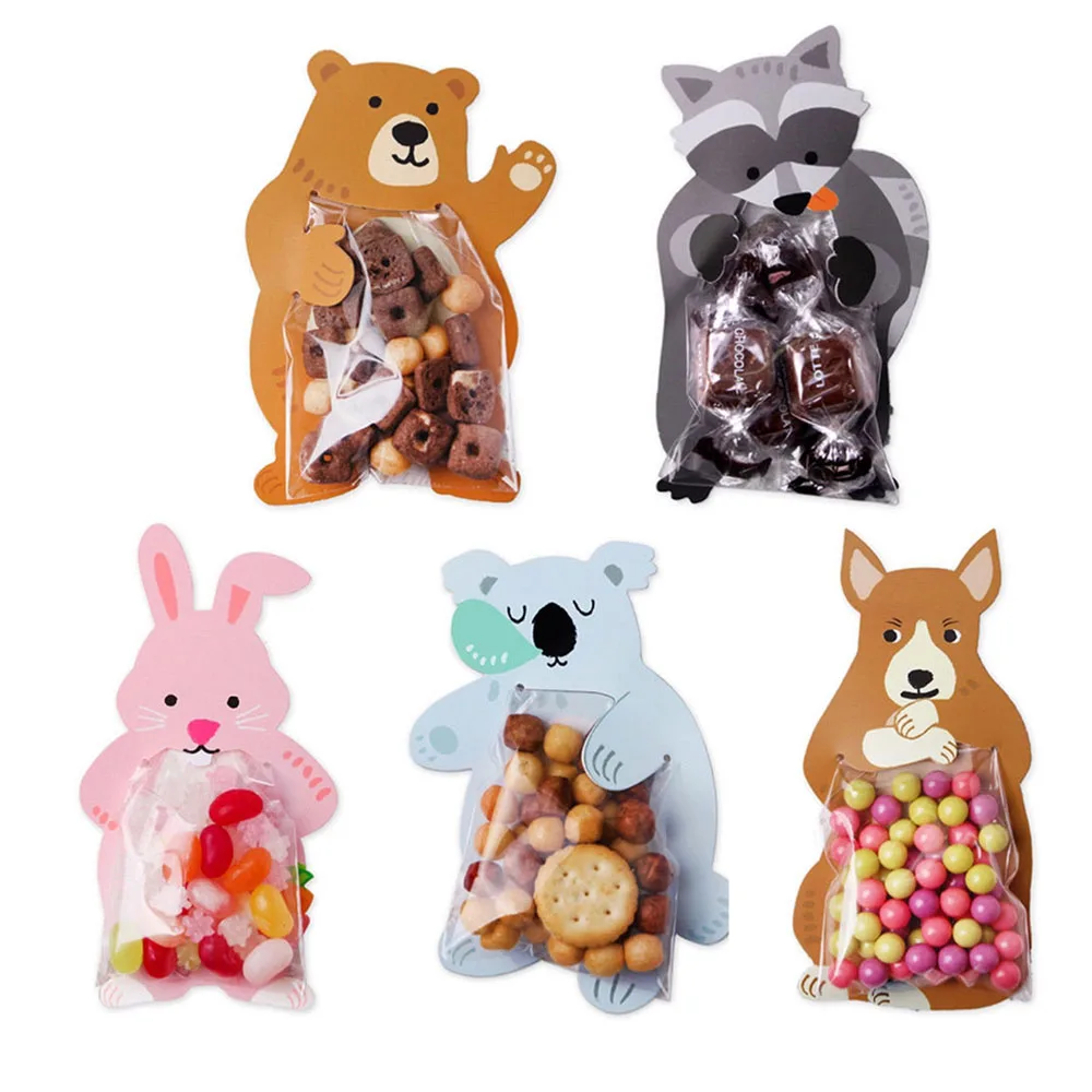 10 stücke Dschungel Tier Candy Taschen Kaninchen Geschenk Taschen Safari Geburtstag Dekorationen Kinder Party Favors Cookie Taschen Ostern Dekorationen