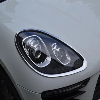 

WELKINRY car auto cover styling for Porsche Macan 2014 2015 2016 2017 ABS chrome front head lamp light headlamp headlight trim