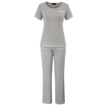 

Comfy Tops+pants Ladies Pajama set Short sleeve Cotton Sleepwear Nightwear Casual Summer Homewear