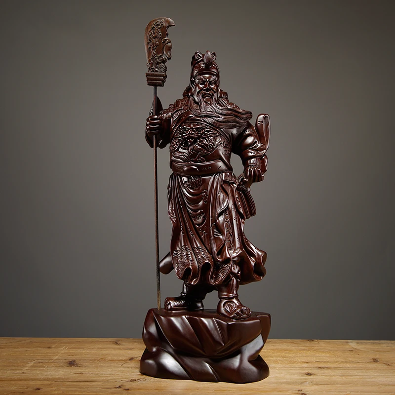 

Ebony Wood Carving Guan Gong Buddha Ornaments Large Wu Fortuna Home Living Room Decoration Mahogany Crafts Opening Gifts