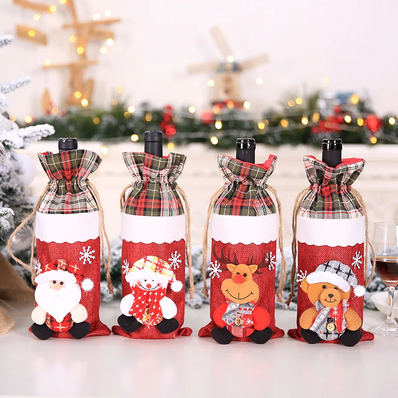 New Year Christmas Wine Bottle Dust Cover Noel Deco Christmas Decoration For Home Dinner Table Decor 19 Navidad 19 Gift Pendant Drop Ornaments Aliexpress