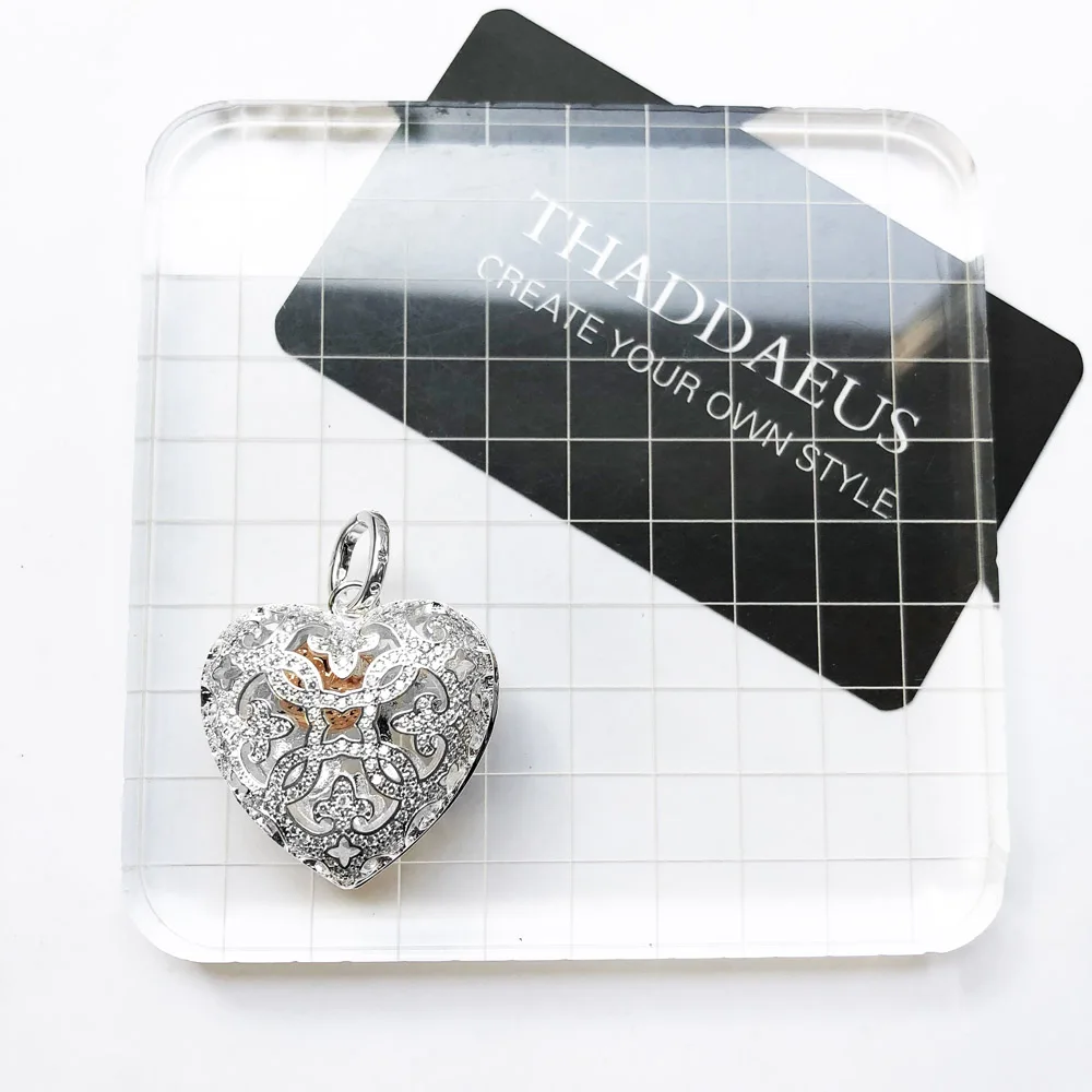 Подвеска любовный сердечный медальон, мода, Glam 925 пробы, серебряные ювелирные изделия в стиле Томаса, ожерелье, аксессуары, подарок для Ts Soul Woman