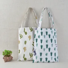1 шт. хлопок лен эко хозяйственная сумка на плечо Модные прочные сумки для покупок с принтом кактуса 30*42 см