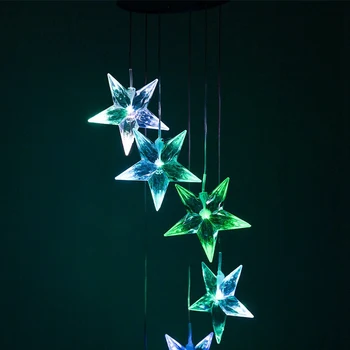 

Solar Powered Wind Spinner Color Changing Clear Star Wind Chime Mobile Light for Outdoor Garden Home Patio Decoration