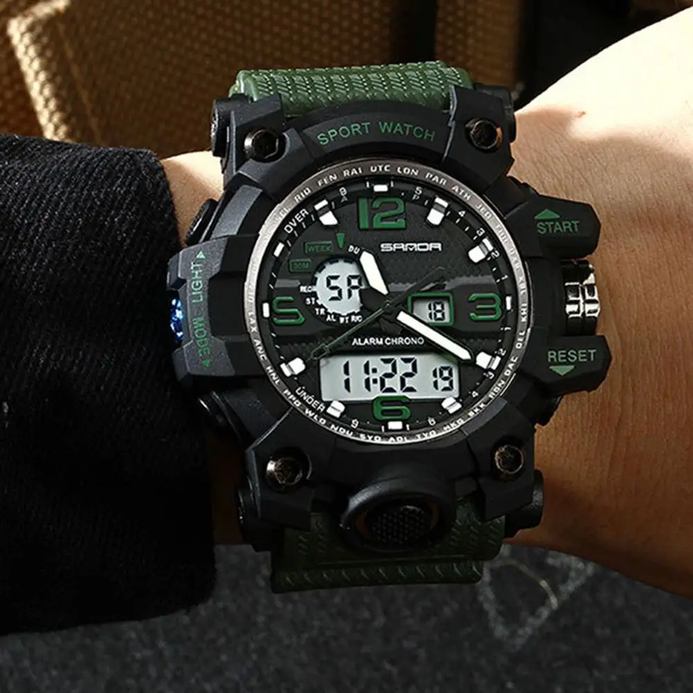 

Fashion Men Sports Waterproof Dual Time Electronic Digital Quartz Wrist Watch only support daily life waterproof men watch gift